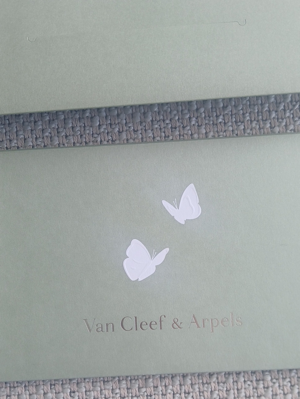 Van Cleef & Arpels 2 Mint Green Note Card with White Butterflies